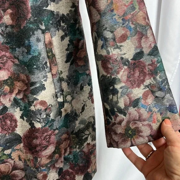 Fiorella Rubino floral print snap front coat with pockets Sz 8 - Picture 7 of 13